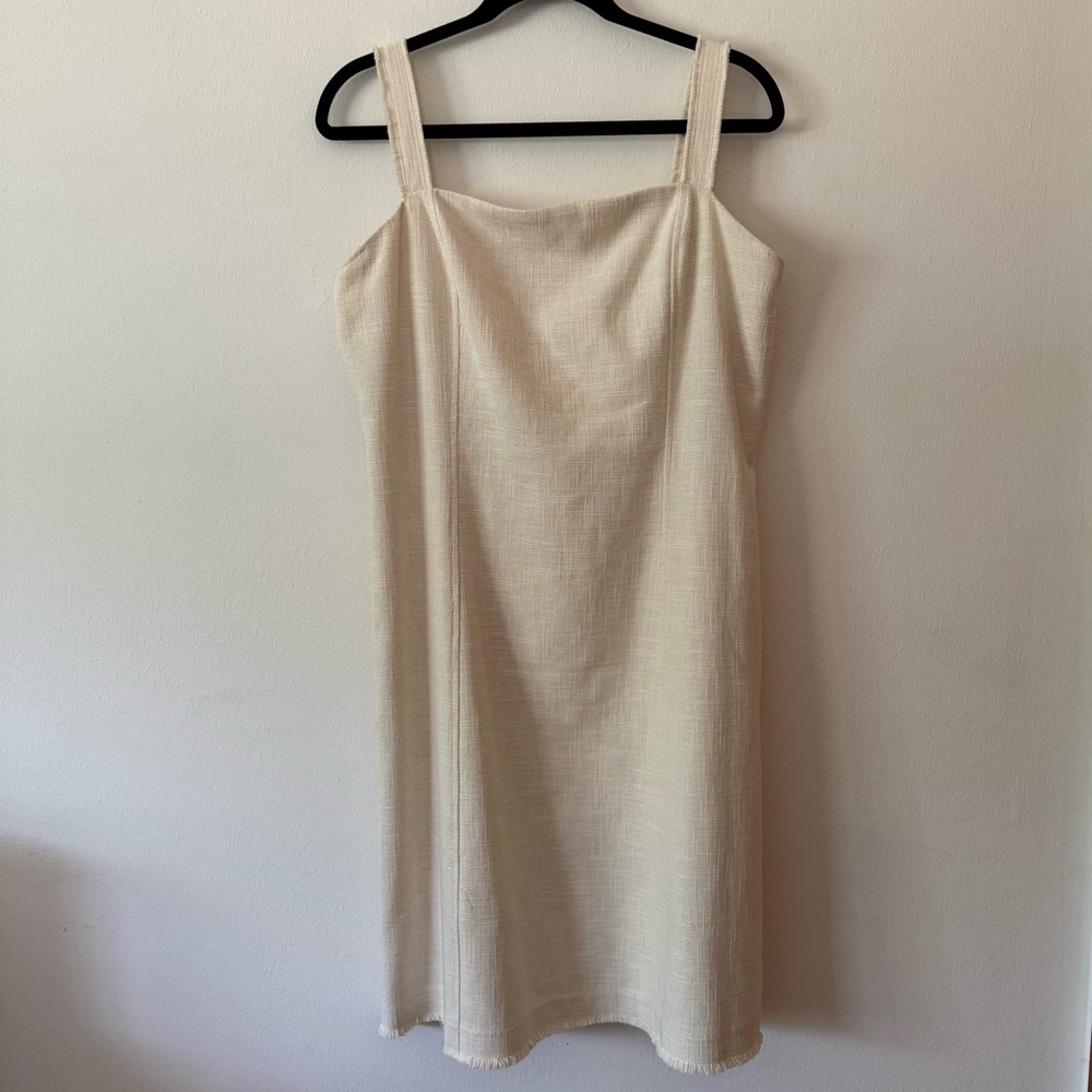 W by Worth Cotton Square Neckline Raw Hem Sleeveless Mini Sheath Dress